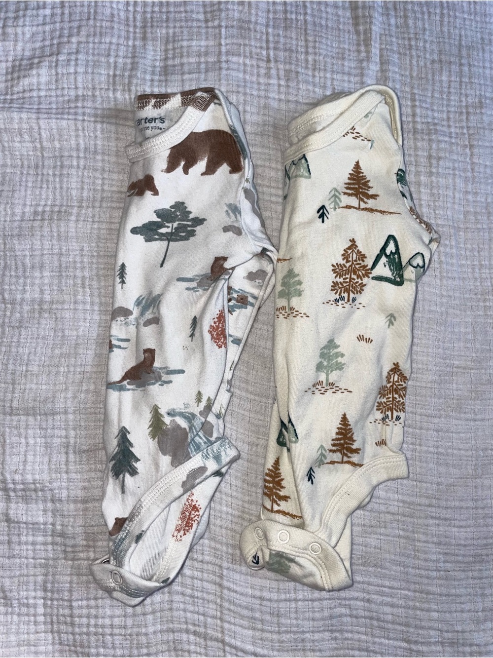Baby Boy Bundle Woodland Bear & Mountain Print Cotton Onesie Set -